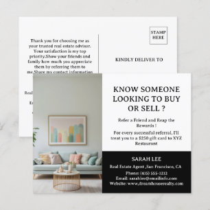 Real Estate Referral Reward  Postcard