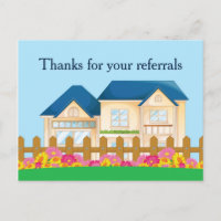Real Estate Referral Thank You Blue House Drawing 