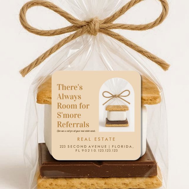 Real Estate Referral , We Love S’more Referrals  Square Sticker (Creator Uploaded)