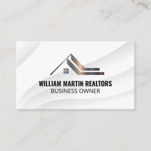 Real Estate Roof Metallic Logo Business Card