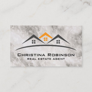 Real Estate Roof Top Logo Marble Texture Business Card