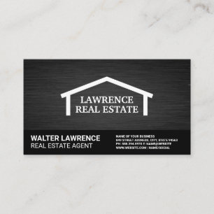 Real Estate Roof Top Logo   Sleek Background Business Card