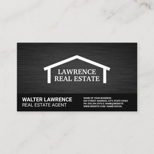 Real Estate Roof Top Logo | Sleek Background Business Card (Front)