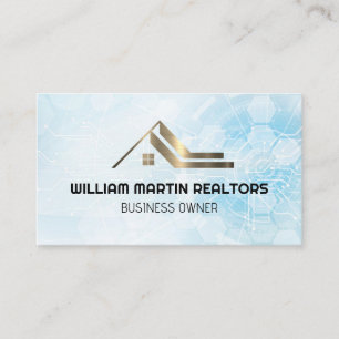 Real Estate Roof   White Geometric   Property Business Card