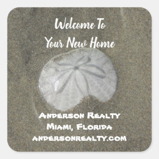 Real Estate Sand Dollar Coastal Home Sales Promo Square Sticker