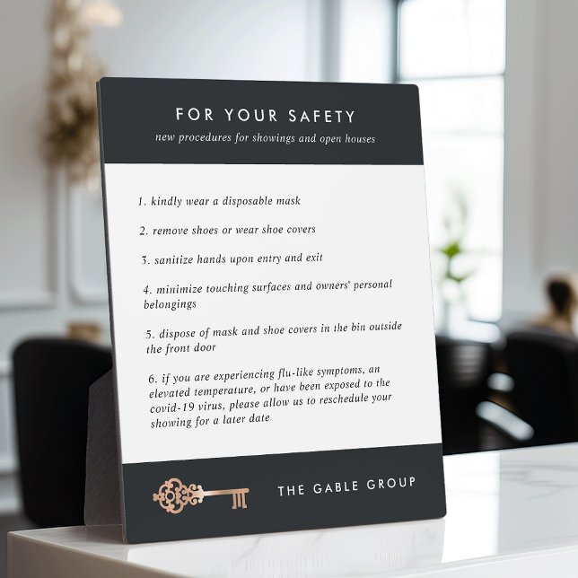 Real Estate Showing / Open House Client Safety Plaque (Creator Uploaded)