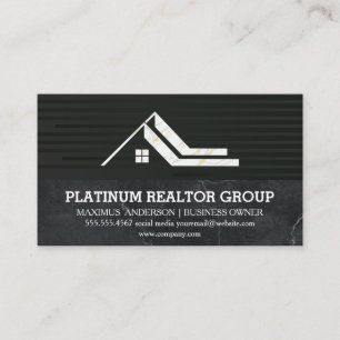Real Estate   Sleek Black   Marble Business Card