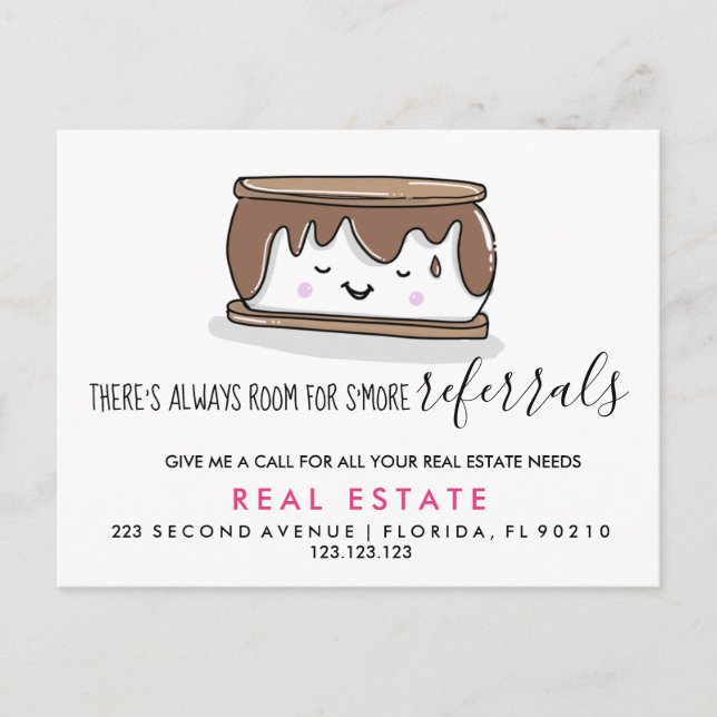 real estate S'MORE referrals Announcement Postcard (Front)