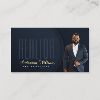 Real Estate Specialit Photo Blue Gold Calling Card
