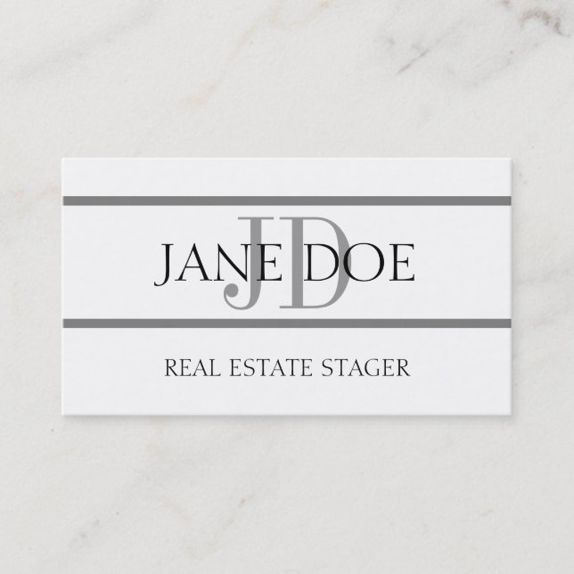 Real Estate Stager Stripe White Business Card (Front)