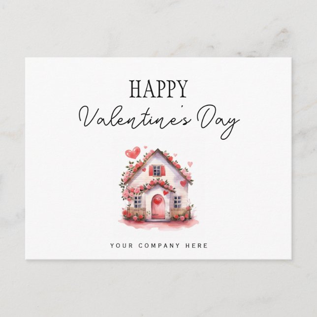 Real Estate Valentine's Day Farming  Holiday Postcard (Front)