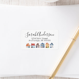 Real Estate Watercolor Houses Return Address Label