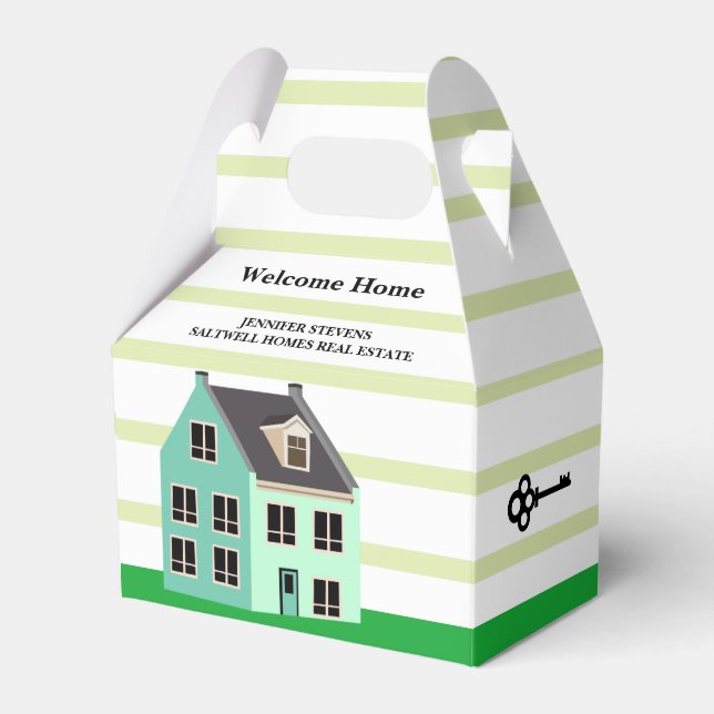 Real Estate Welcome Home Chic Housewarming Favor Box (Front Side)
