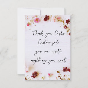 Real Floral Flat Thank You Card, customized Card