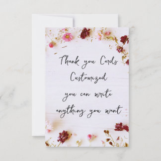 Real Floral Flat Thank You Card, customized Card