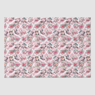 Real Floral Pink Filigree Tissue Paper