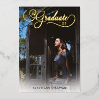 Real Foil 2 Côté Photo Graduation Invitation