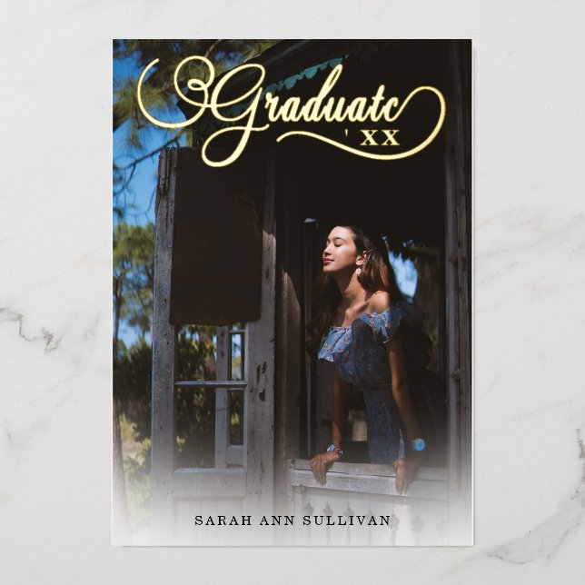 Real Foil 2 Sided Photo Graduation Invitation (Front)