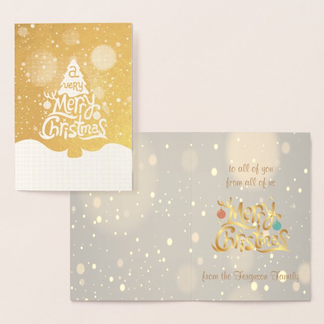 Real Foil A Very Merry Christmas Tree Greeting Card (Display)