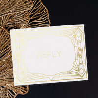 Real Foil Art Deco Geometric Gold Foil Meal RSVP 