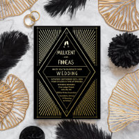 Real Foil Art Deco Geometric Kite Shape Wedding