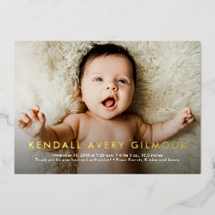 Real Foil Baby Name 2 Custom Photos Birth Foil Holiday Card