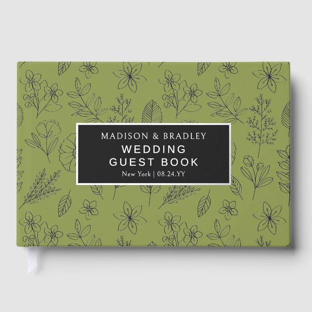 Real Foil Botanical Floral Mariage Livre d'invité (Recto)