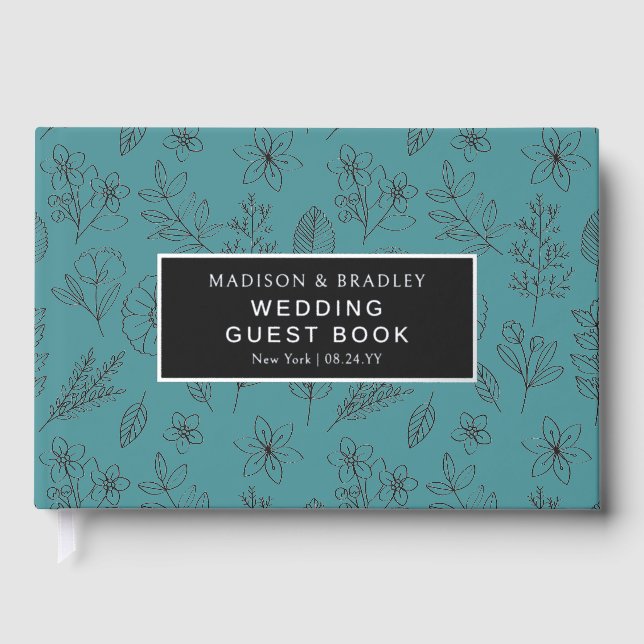Real Foil Botanical Floral Wedding Guest Book (Front)
