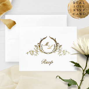 Real Foil Calligraphy Monogram with /without RSVP Card