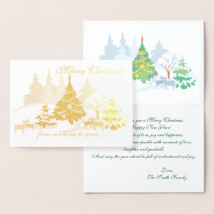 Real Foil  Christmas Goats in Winter Foil Card