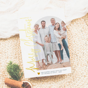 Real Foil   Christmas Photo Arch & Gold Heart Holiday Card