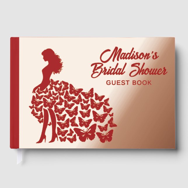 Real Foil Elegant Bride Bridal Shower Rose Gold Guest Book (Front)