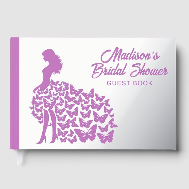 Real Foil Elegant Bride Bridal Shower Silver Guest Book (Front)