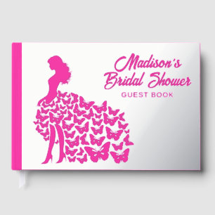 Real Foil Elegant Bride Bridal Shower Silver Pink Guest Book
