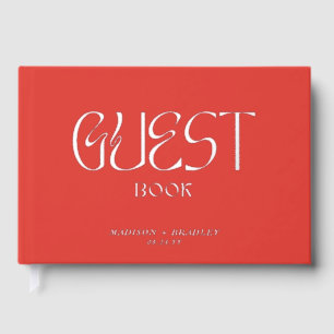 Real Foil Elegant  Calligraphy Script Wedding Guest Book