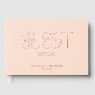 Real Foil Elegant Cream Calligraphy Script Wedding Guest Book