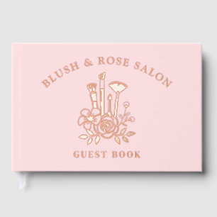 Real Foil Elegant Floral Pink Makeup Business Guest Book