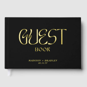 Real Foil Elegant Gold Calligraphy Script Wedding Guest Book