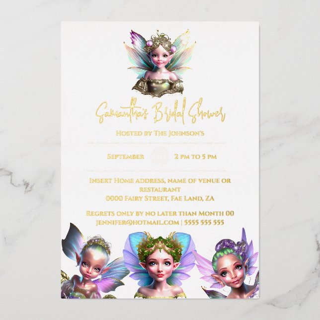 Real foil fairy gold fairytale magic bridal shower (Front)