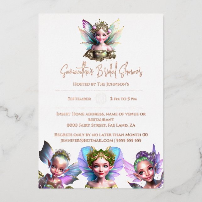 Real foil fairy rose gold fairytale bridal shower (Front)