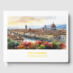Real Foil   Florence watercolor city skyline Italy Guest Book