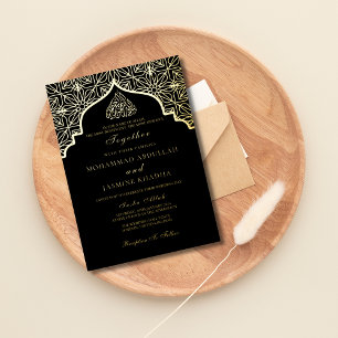 Real foil gold black Masjid Wording Muslim Wedding