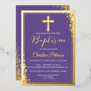 Real Foil Gold Glitter Lavender Purple Baptism