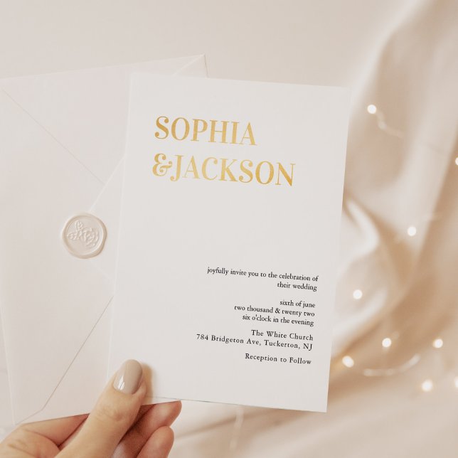 Real Foil Gold Modern Minimal Calligraphy Wedding (Creator Uploaded)