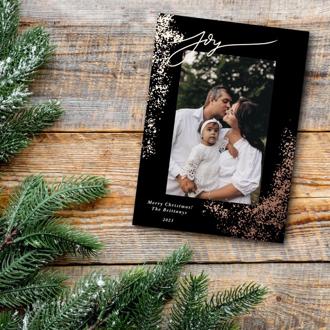 Real Foil Handlettered Joy Speckled Holiday Photo (Creator Uploaded)