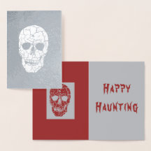 Real Foil Haunting Halloween Skeleton Skull Card