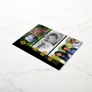 Real Foil Ho Ho Ho Christmas Tree Custom Photos Foil Holiday Postcard