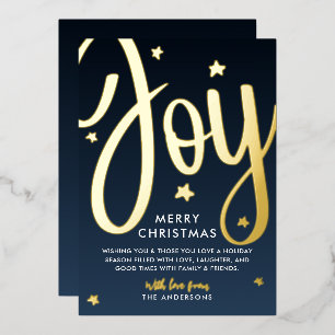 *REAL FOIL* Joy Merry Christmas / Happy Holidays Foil Holiday Card