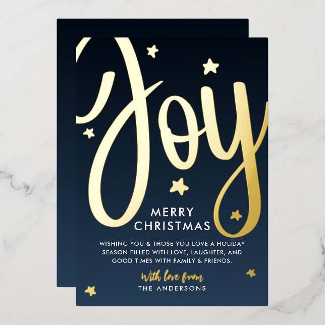 *REAL FOIL* Joy Merry Christmas / Happy Holidays Foil Holiday Card (Front/Back)