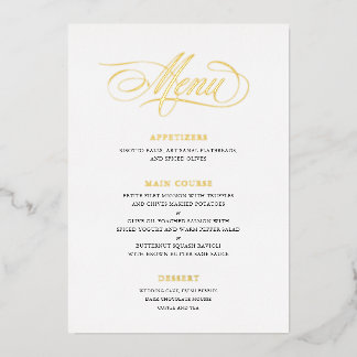 Real Foil Mariage Menu Classic Script Calligraphie
